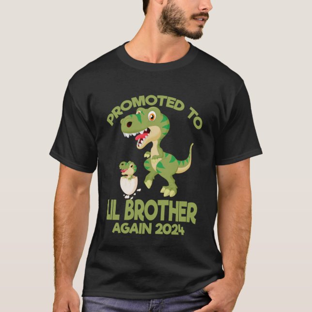 Promoted To Lil Brother Again 2024 Dinosaur Rex Bo T-Shirt (Front)