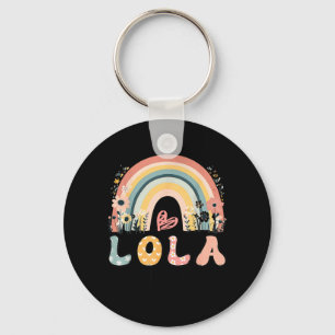 Promoted to Lola Est 2026 Boho Rainbow Floral Key Ring