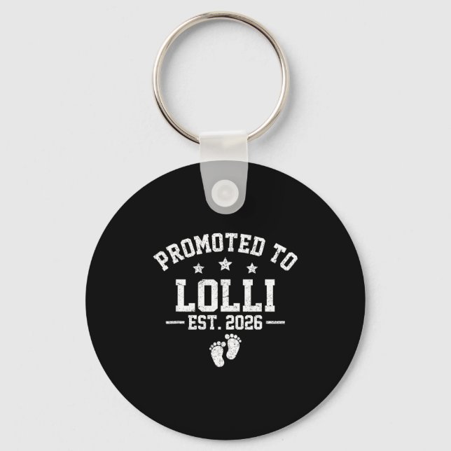 Promoted To Lolli Est 2026 Baby Announcement  Key Ring (Front)
