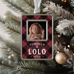 Promoted to Lolo   Baby Photo Grandpa Silver Plated Framed Ornament