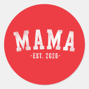 Promoted To Mama 2026 Pregnancy Floral New Mom Est Classic Round Sticker