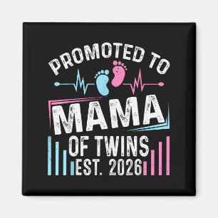 Promoted To Mama Of Twins Est 2026 Baby Shower Vin Magnet