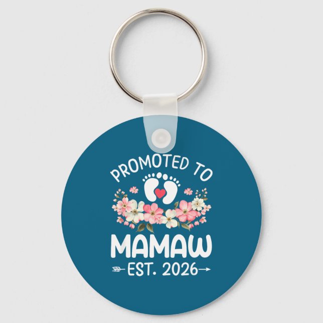 Promoted To Mamaw 2026 First Time Floral New Mamaw Key Ring (Front)