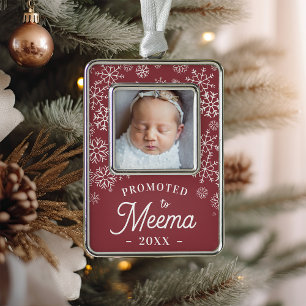 Promoted to Meema   Baby Photo Grandma Silver Plated Framed Ornament