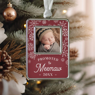 Promoted to Meemaw   Baby Photo Grandma Silver Plated Framed Ornament