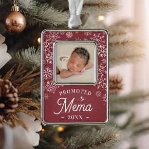 Promoted to Mema   Baby Photo Grandma Silver Plated Framed Ornament