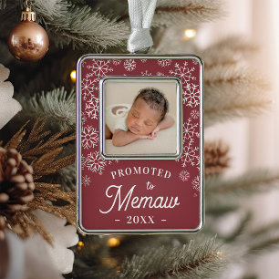 Promoted to Memaw   Baby Photo Grandma Silver Plated Framed Ornament