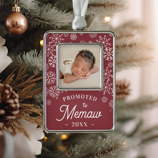 Promoted to Memaw | Baby Photo Grandma Silver Plated Framed Ornament (Creator Uploaded)