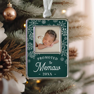 Promoted to Memaw   Baby Photo Grandma Silver Plated Framed Ornament
