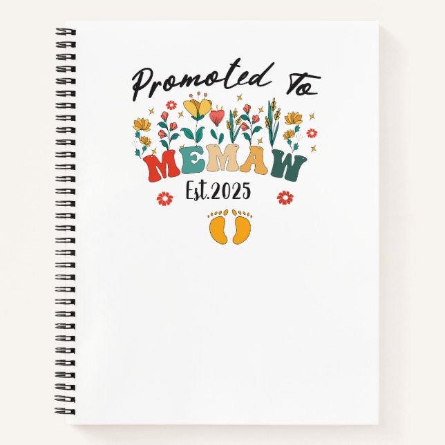 Promoted to Memaw est. 2025: A Special Year for a  Notebook (Front)