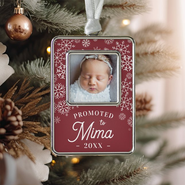 Promoted to Mima | Baby Photo Grandma Silver Plated Framed Ornament (Creator Uploaded)