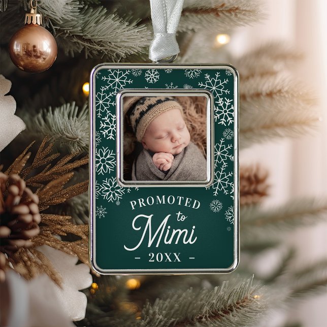Promoted to Mimi | Baby Photo Grandma Silver Plated Framed Ornament (Creator Uploaded)
