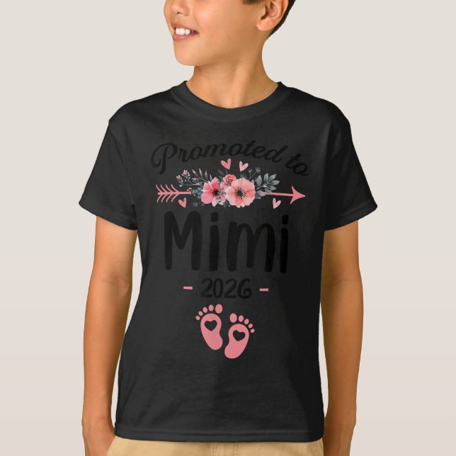 Promoted To Mimi Est 2026 Floral  T-Shirt (Front)