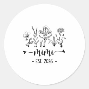 Promoted To Mimi Est 2026 Pregnancy Announcement F Classic Round Sticker