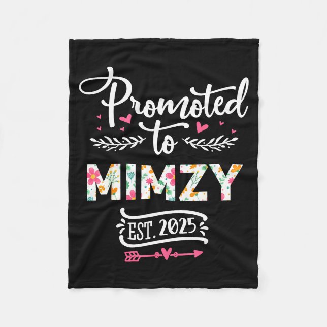 Promoted To Mimzy 2025 Cute Pregnancy Announcement Fleece Blanket (Front)