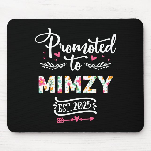 Promoted To Mimzy 2025 Cute Pregnancy Announcement Mouse Mat (Front)