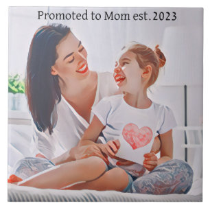 promoted to Mom est.2023 Photo art Tile