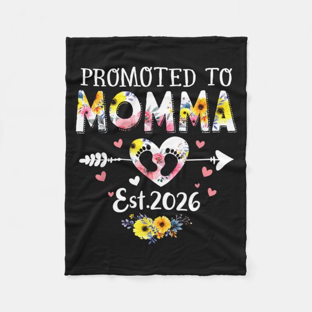 Promoted To Momma 2026 First Time New Grandma Preg Fleece Blanket (Front)