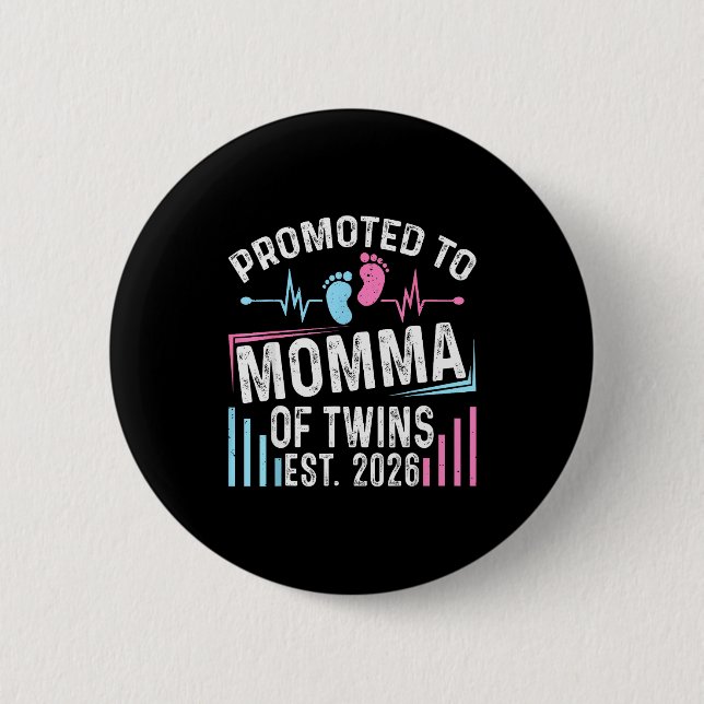 Promoted To Momma Of Twins Est 2026 Baby Shower Vi 6 Cm Round Badge (Front)