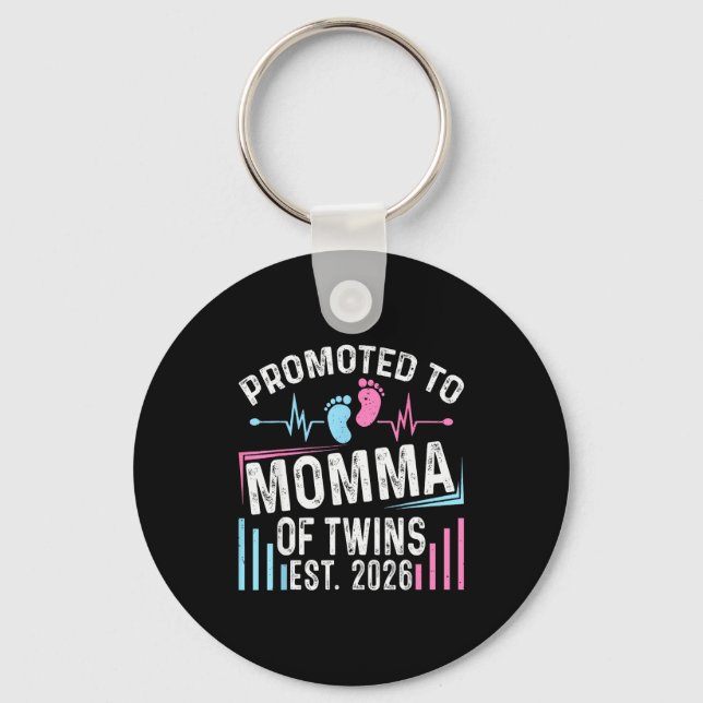 Promoted To Momma Of Twins Est 2026 Baby Shower Vi Key Ring (Front)