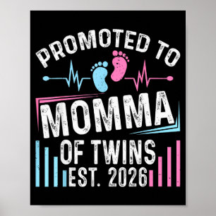 Promoted To Momma Of Twins Est 2026 Baby Shower Vi Poster
