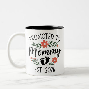 Promoted to Mommy 2026 Funny First Time Pregnancy Two-Tone Coffee Mug