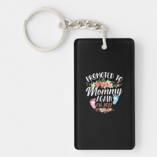 Promoted To Mommy Again Est 2022 Flower Key Ring