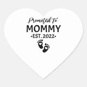 Promoted to mommy est 2022 new mom mother's day heart sticker