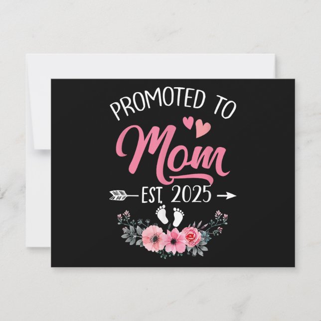 Promoted To Mum Est 2025 Mothers Day First Time Holiday Card (Front)