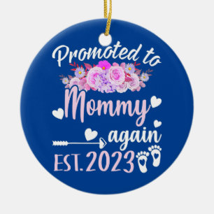 Promoted To Mummy Again Est 2023 Flower Gift Ceramic Tree Decoration