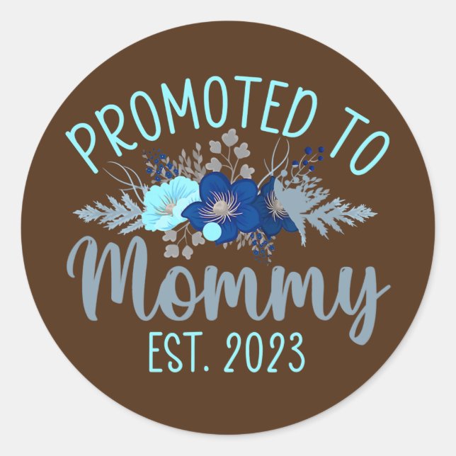 Promoted To Mummy Est 2023 New Mum Gift First Classic Round Sticker (Front)
