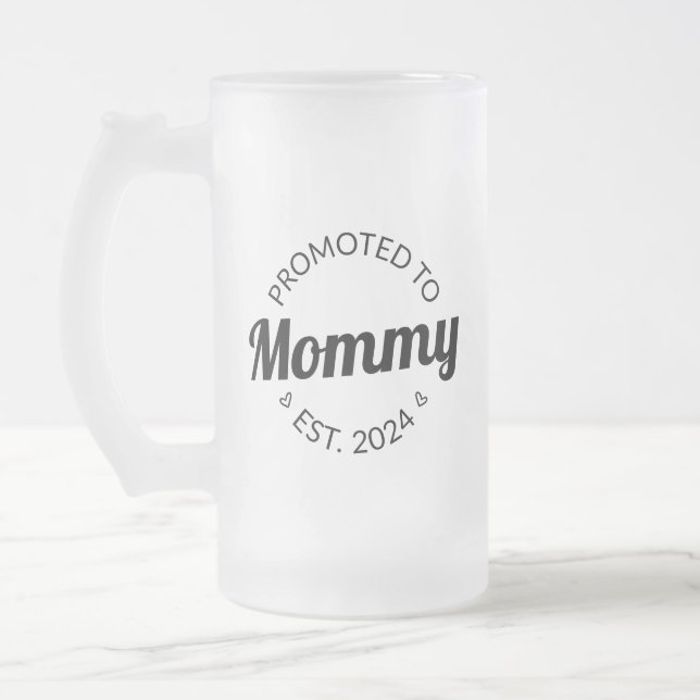 Promoted To Mummy Est. 2024 I Frosted Glass Beer Mug (Left)
