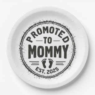 Promoted to Mummy Est. 2025 Pregnancy Announcement Paper Plate