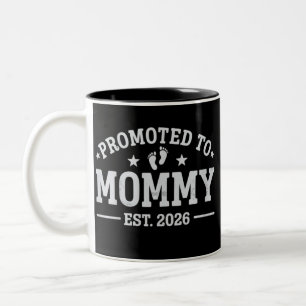 Promoted to Mummy est. 2026 Baby Announcement Mum Two-Tone Coffee Mug