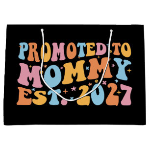 Promoted To Mummy Est 2027 New Mum Announcement Large Gift Bag