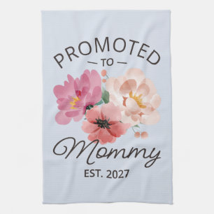 Promoted To Mummy Est 2027 New Mum Announcement VI Tea Towel