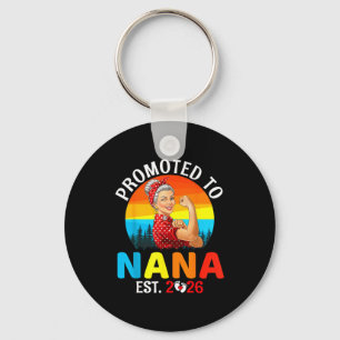Promoted To Nana Est 2026 Strong Grandma Wer Retro Key Ring
