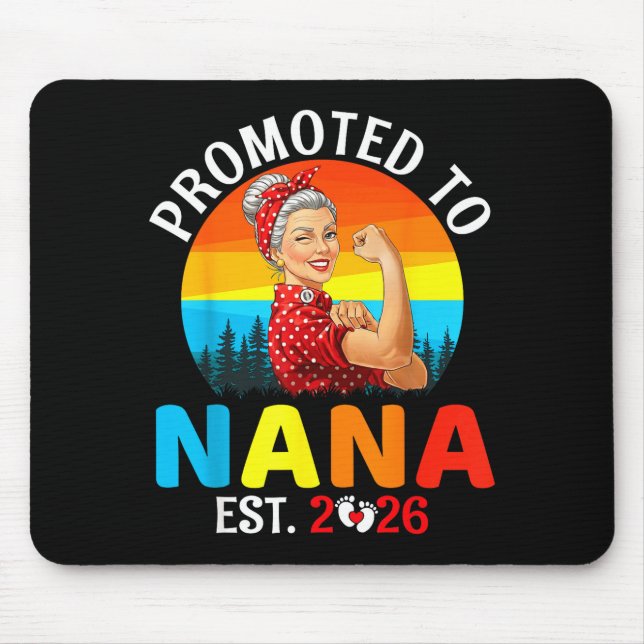 Promoted To Nana Est 2026 Strong Grandma Wer Retro Mouse Mat (Front)