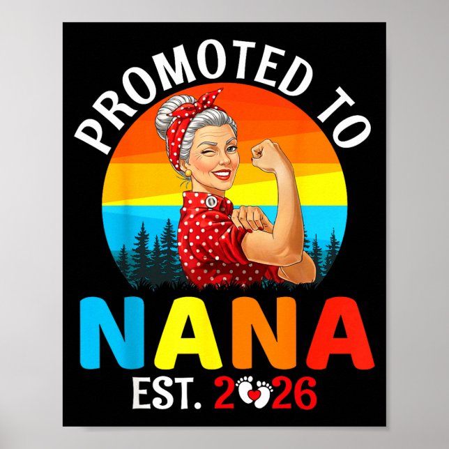 Promoted To Nana Est 2026 Strong Grandma Wer Retro Poster (Front)