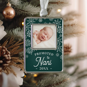 Promoted to Nani   Baby Photo Grandma Silver Plated Framed Ornament