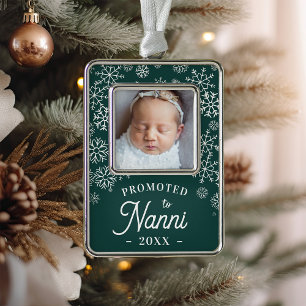 Promoted to Nanni   Baby Photo Grandma Silver Plated Framed Ornament