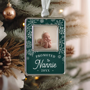 Promoted to Nannie   Baby Photo Grandma Silver Plated Framed Ornament