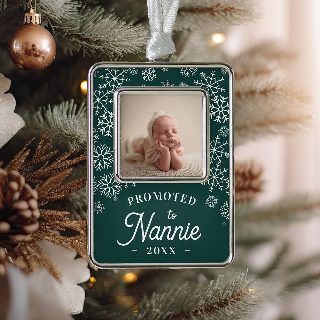 Promoted to Nannie | Baby Photo Grandma Silver Plated Framed Ornament (Creator Uploaded)