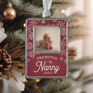 Promoted to Nanny   Baby Photo Grandma Silver Plated Framed Ornament
