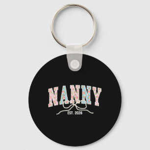 Promoted to Nanny Est 2026 Floral Future Key Ring
