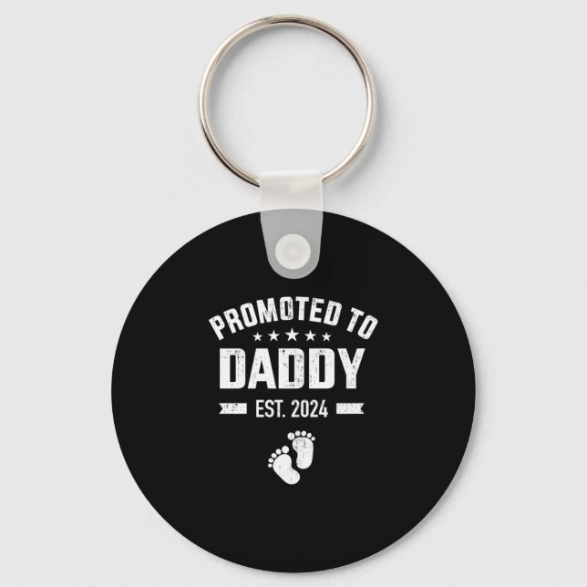 Promoted to new daddy 2024 soon to be dad fathers key ring (Front)