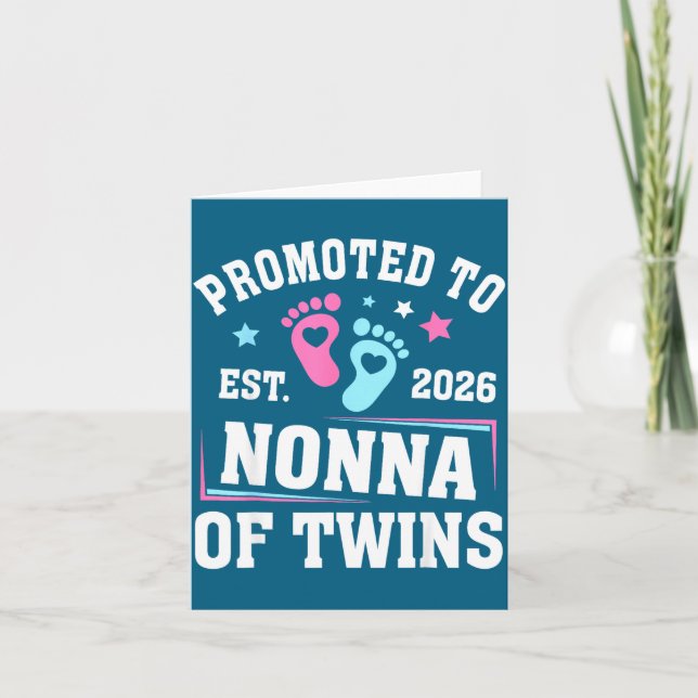 Promoted To Nonna Est 2026 Of Twins Gender Reveal  Card (Front)
