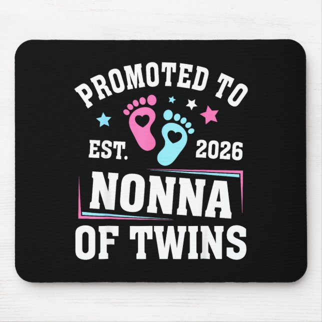 Promoted To Nonna Est 2026 Of Twins Gender Reveal  Mouse Mat (Front)
