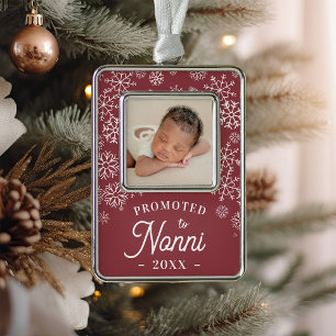 Promoted to Nonni   Baby Photo Grandma Silver Plated Framed Ornament