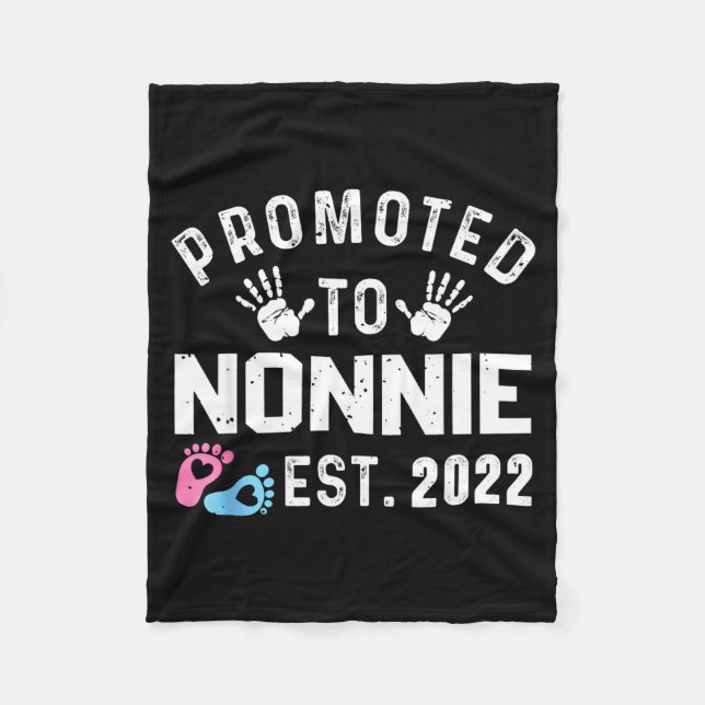 Promoted To Nonnie Est 2022 Funny New Nonnie  Fleece Blanket (Front)